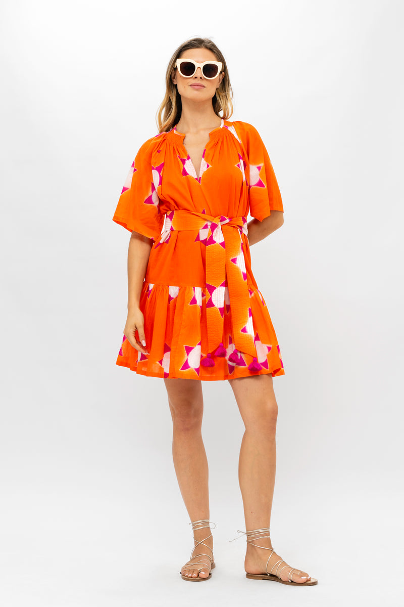 Raglan Belted Mini- Mela Orange