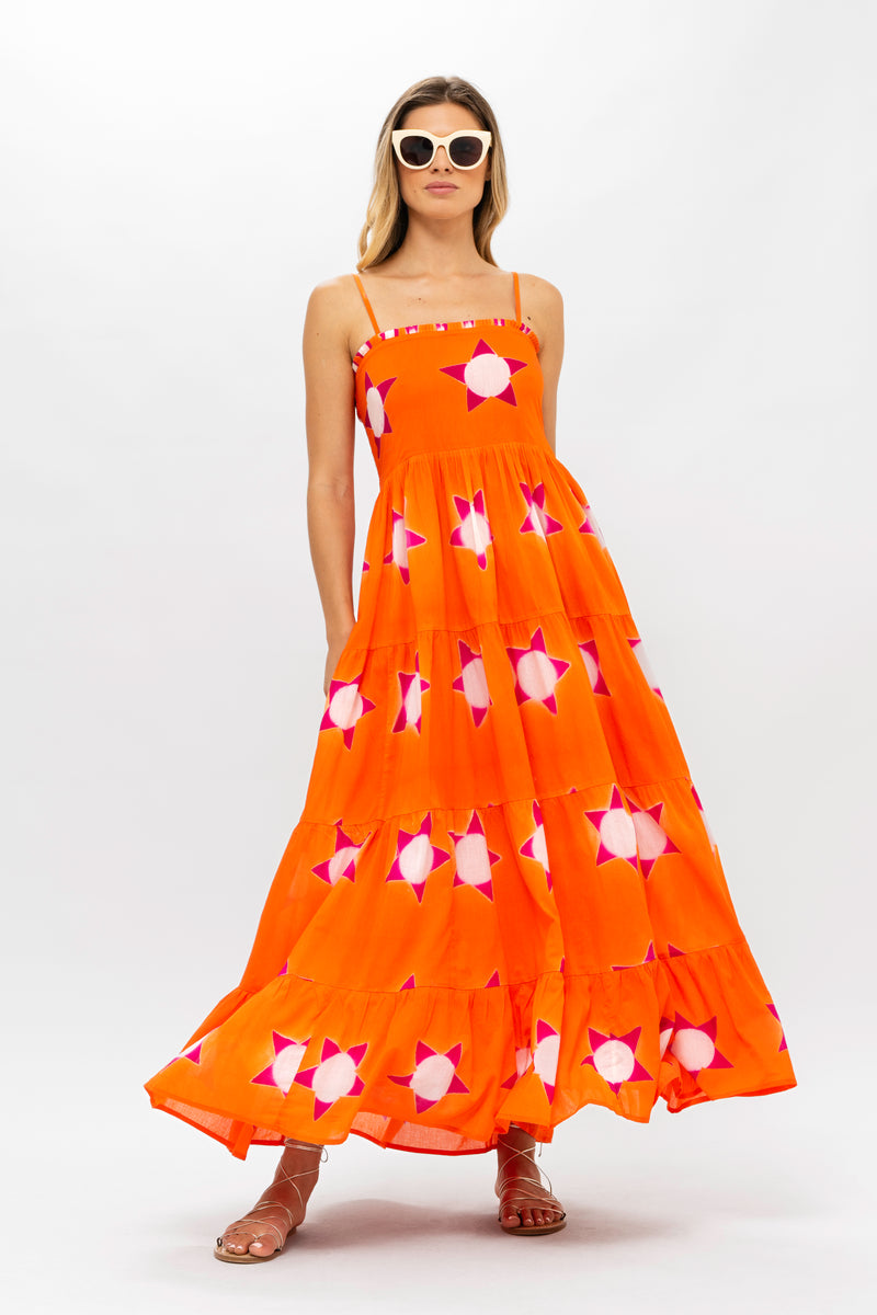 Smocked Back Maxi- Mela Orange