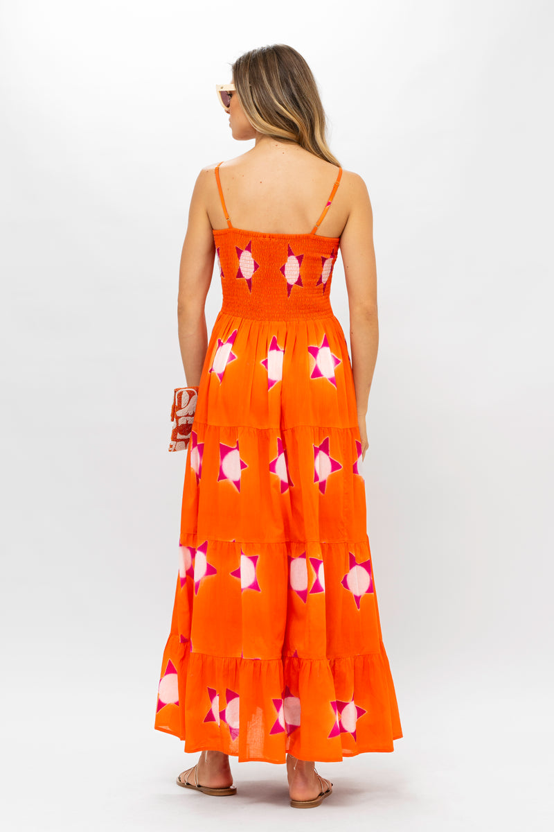 Smocked Back Maxi- Mela Orange