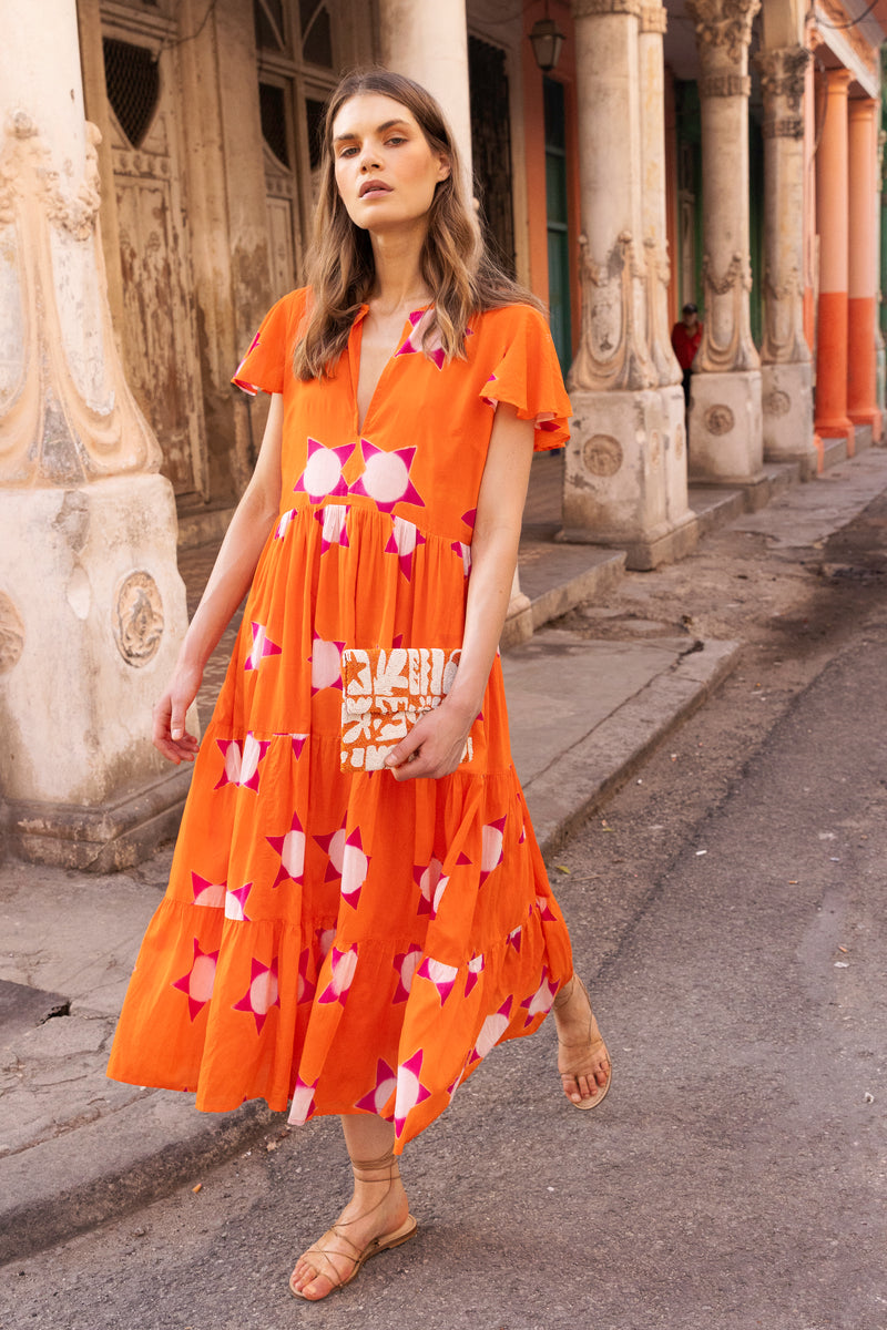 V-Neck Maxi- Mela Orange