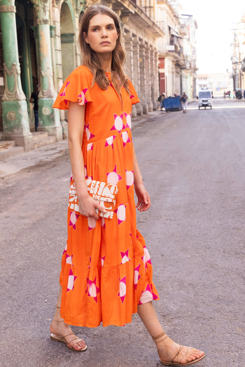 V-Neck Maxi- Mela Orange