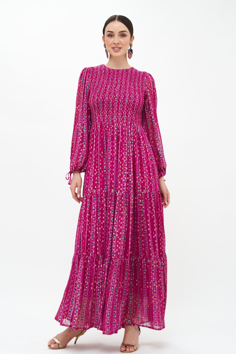 Smocked Top Maxi- Melrose Magenta