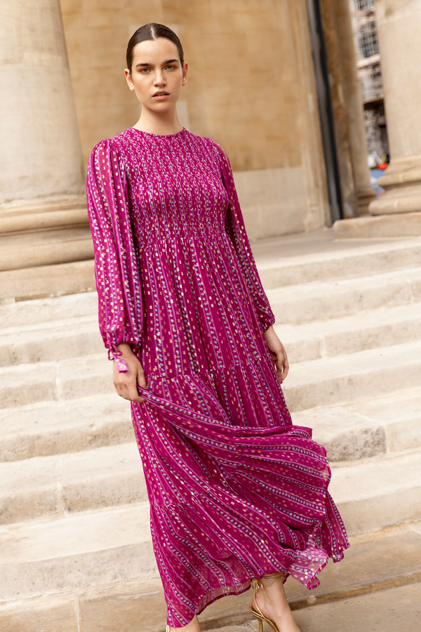 Smocked Top Maxi- Melrose Magenta