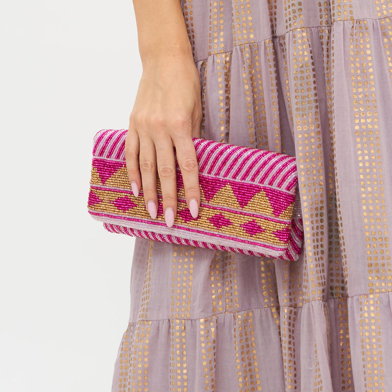 Beaded Clutch- Mezcal Pink Gold