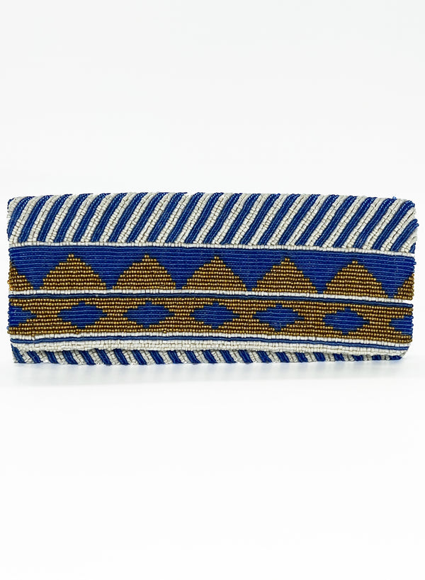 Beaded Clutch- Mezcal Blue Gold