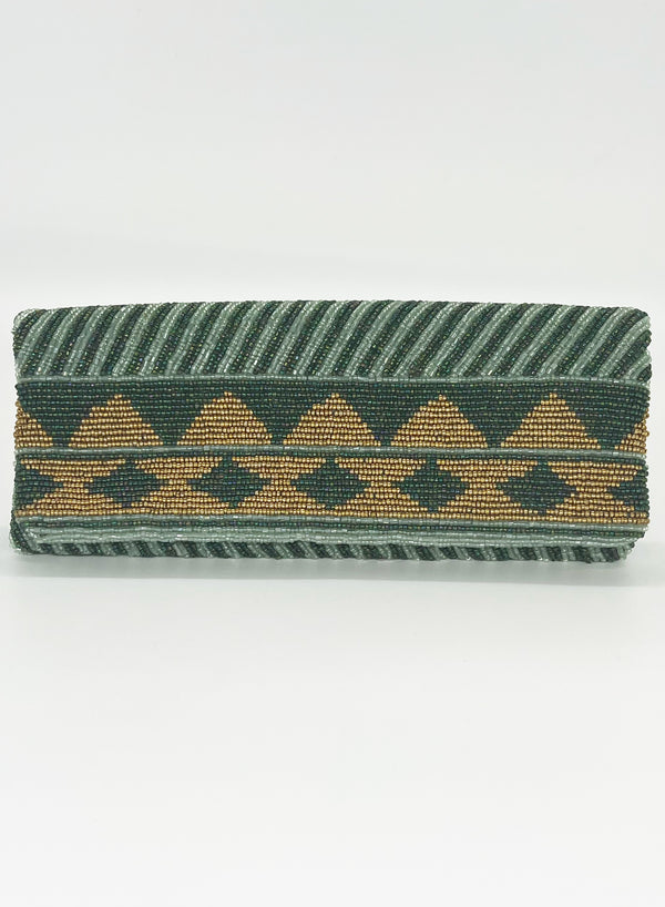 Beaded Clutch- Mezcal Green Gold