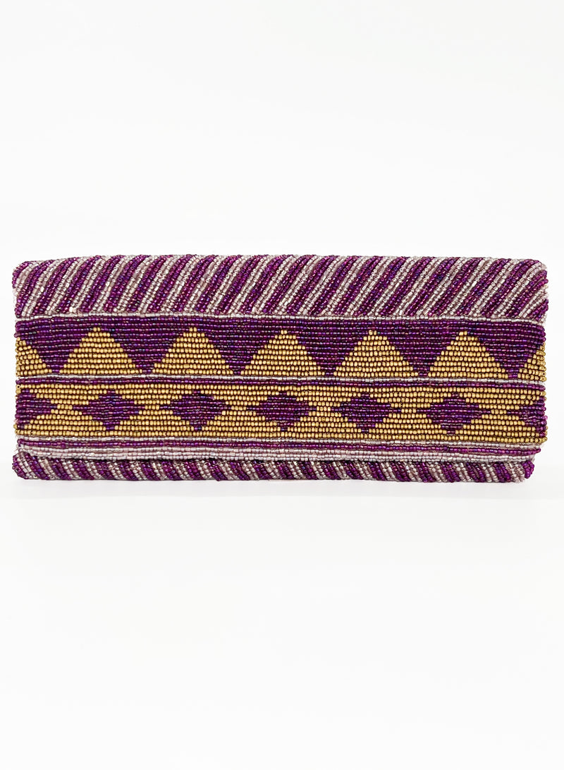 Beaded Clutch- Mezcal Purple Gold