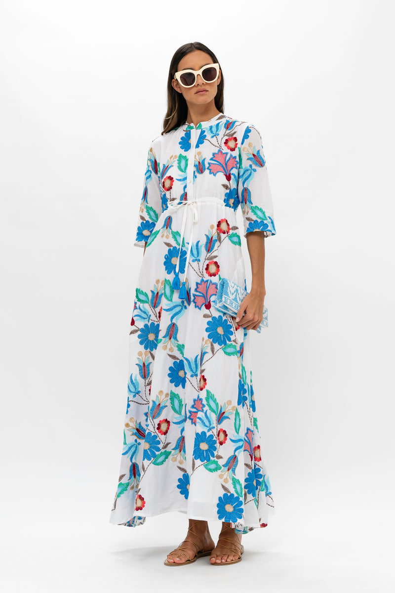 Cinched Shirt Dress Maxi- Monet Multi