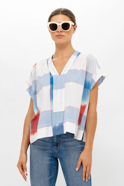 Roll Sleeve Top- Montauk Blue