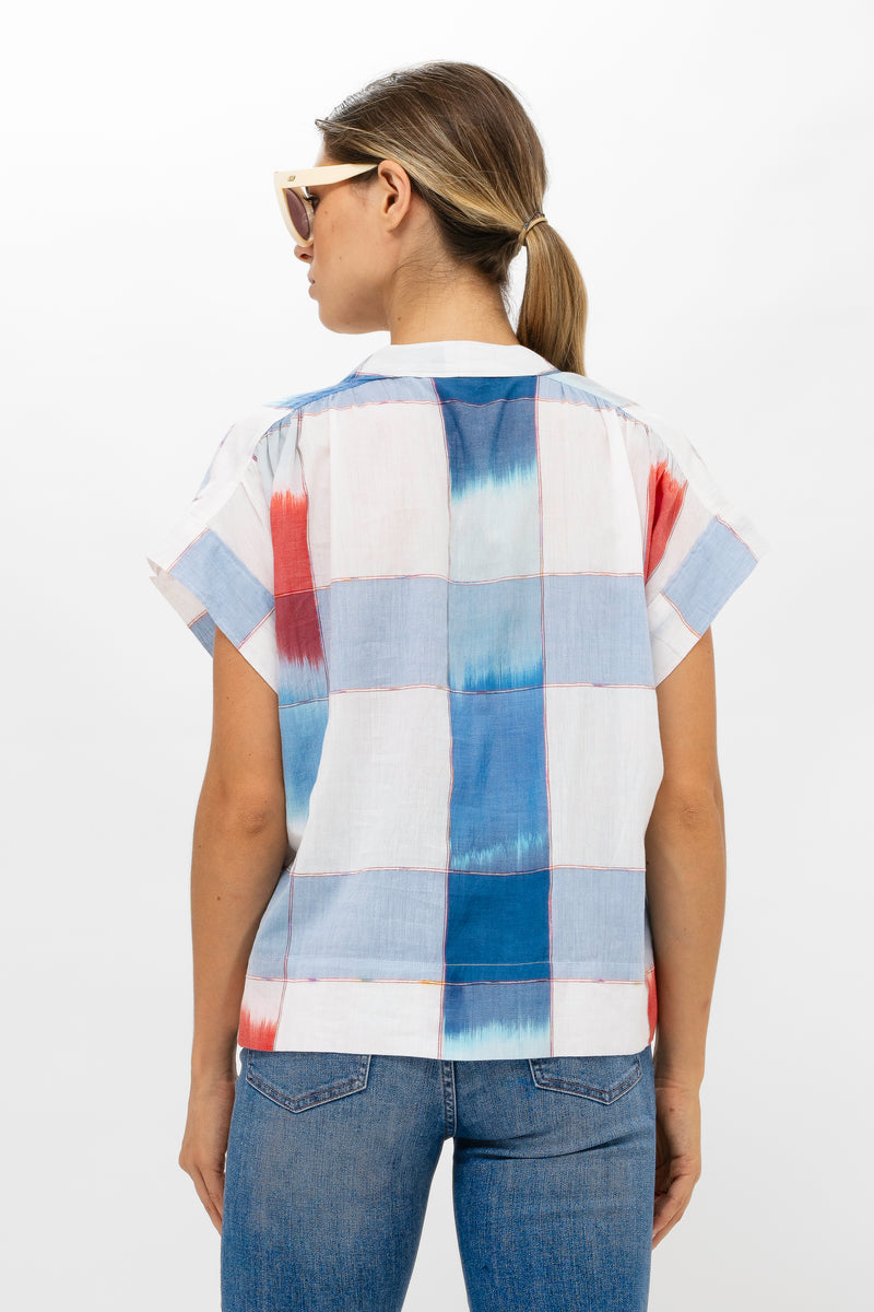 Roll Sleeve Top- Montauk Blue