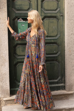 Balloon Sleeve Maxi- Persia Cobalt