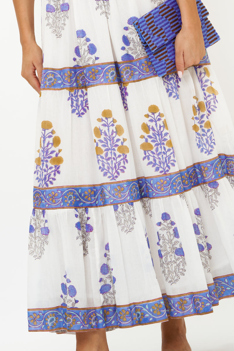 V-Neck Cuffed Maxi- Napa Blue