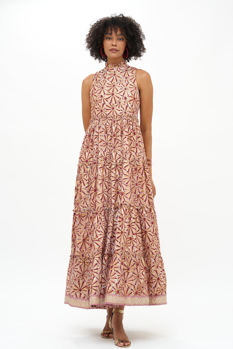 Ruffle Tiered Maxi- Roman Wine