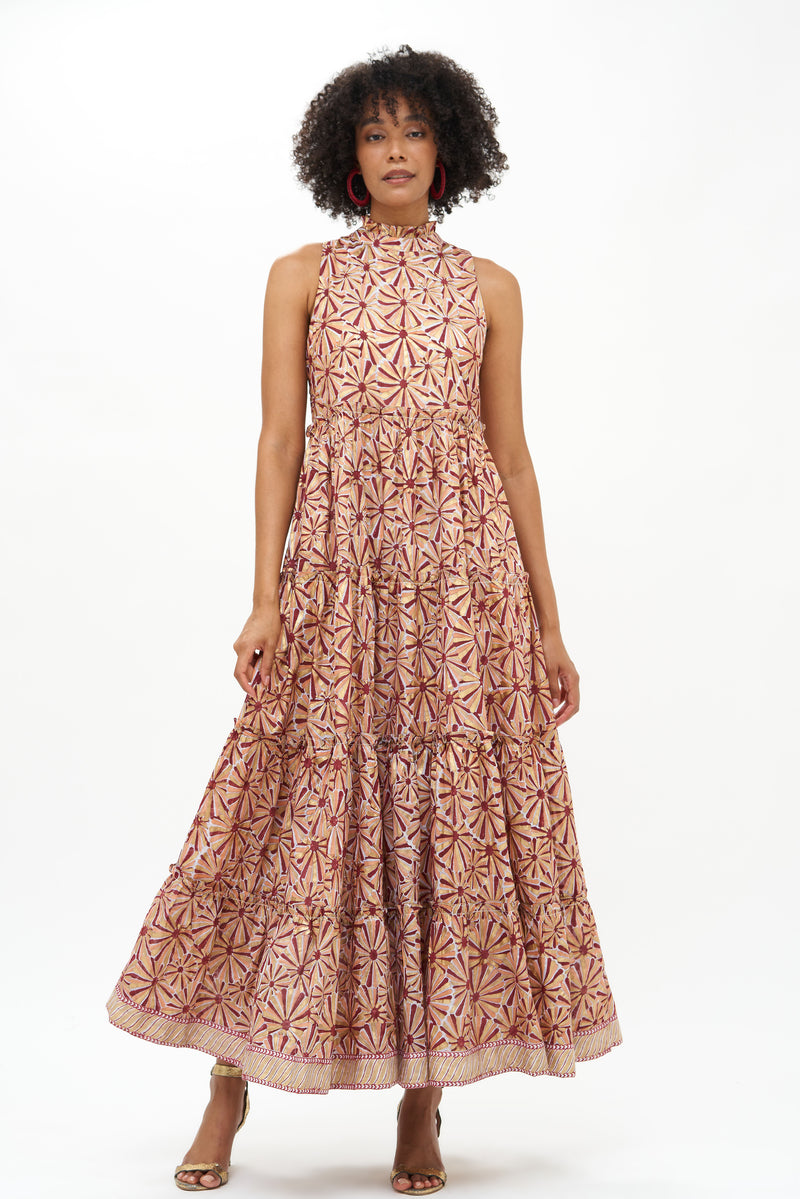 Ruffle Tiered Maxi- Roman Wine