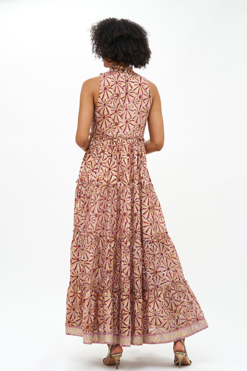 Ruffle Tiered Maxi- Roman Wine