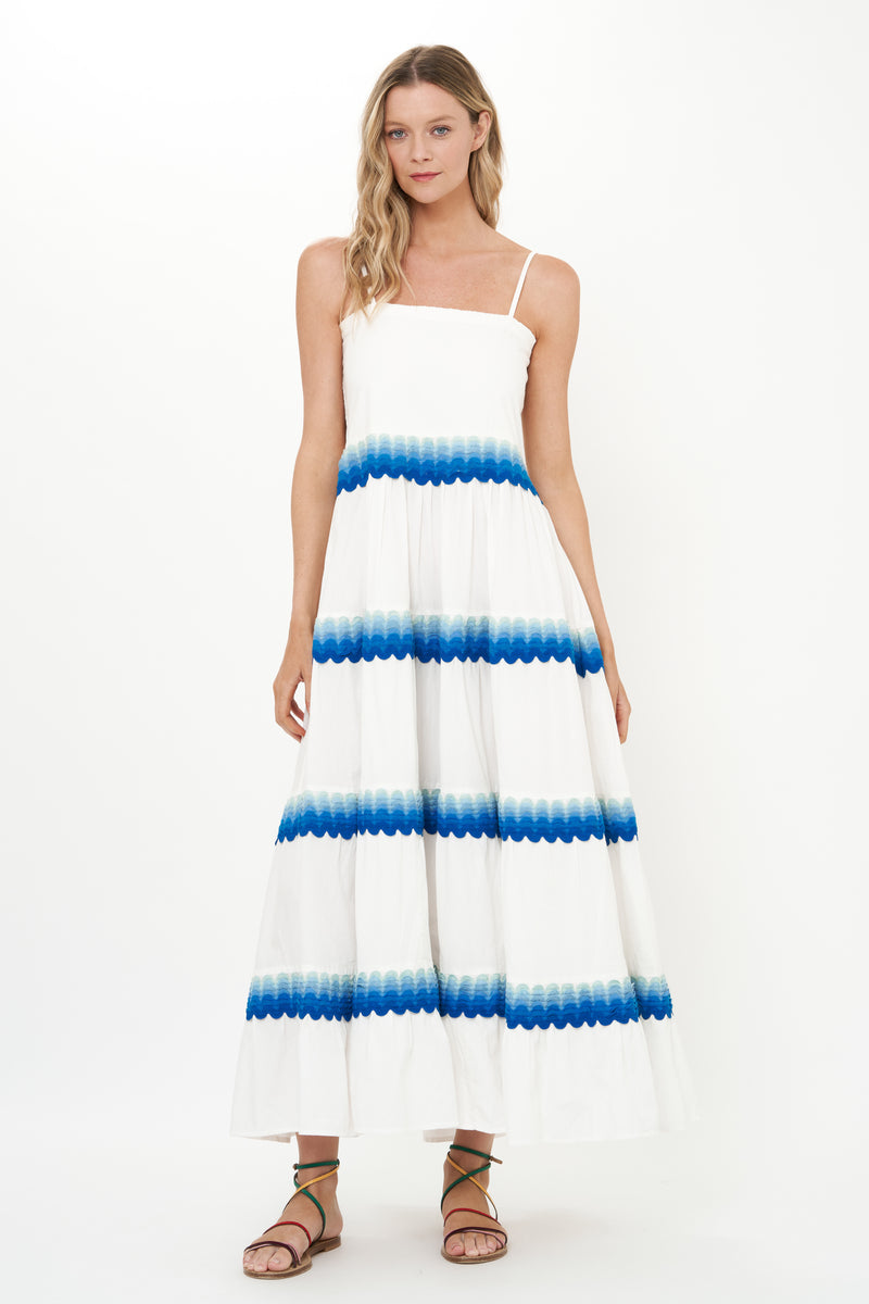 Smocked Back Maxi- Pacifica Blue