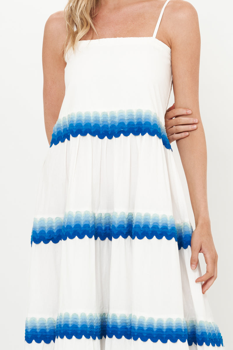 Smocked Back Maxi- Pacifica Blue