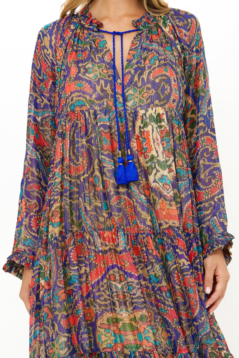 Balloon Sleeve Maxi- Persia Cobalt