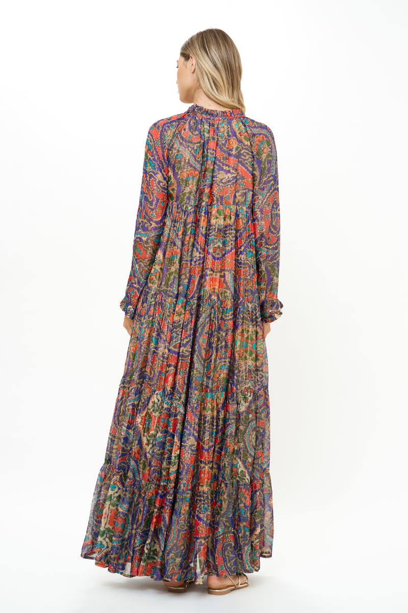 Balloon Sleeve Maxi- Persia Cobalt