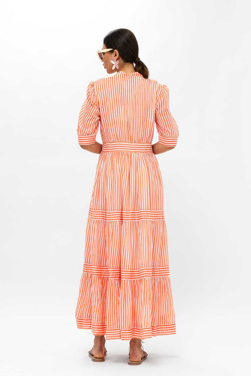 V-Neck Cuffed Maxi- Playa Coral