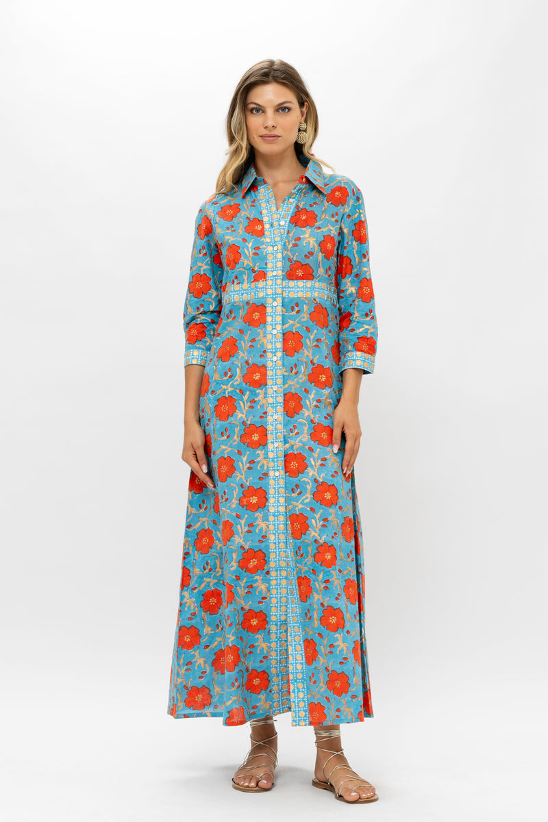 Shirt Dress Maxi- Poppy Red