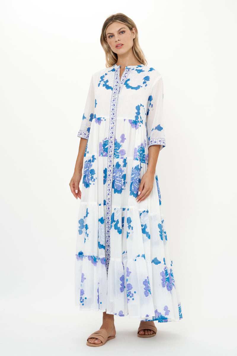 3/4 Button Maxi- Portofino Blue