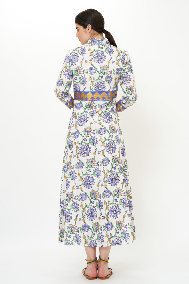 Shirt Dress Maxi- Presidio Blue