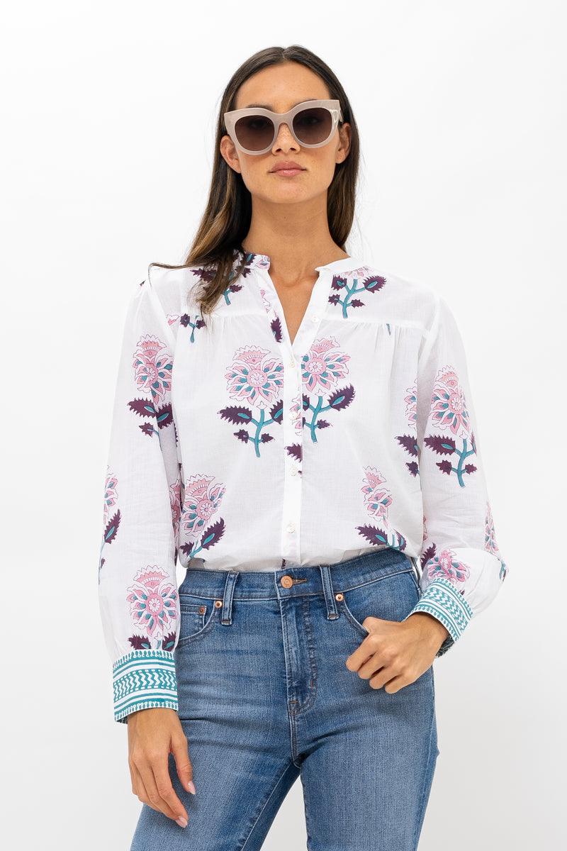 Wide Cuff Blouse- Puglia Petal