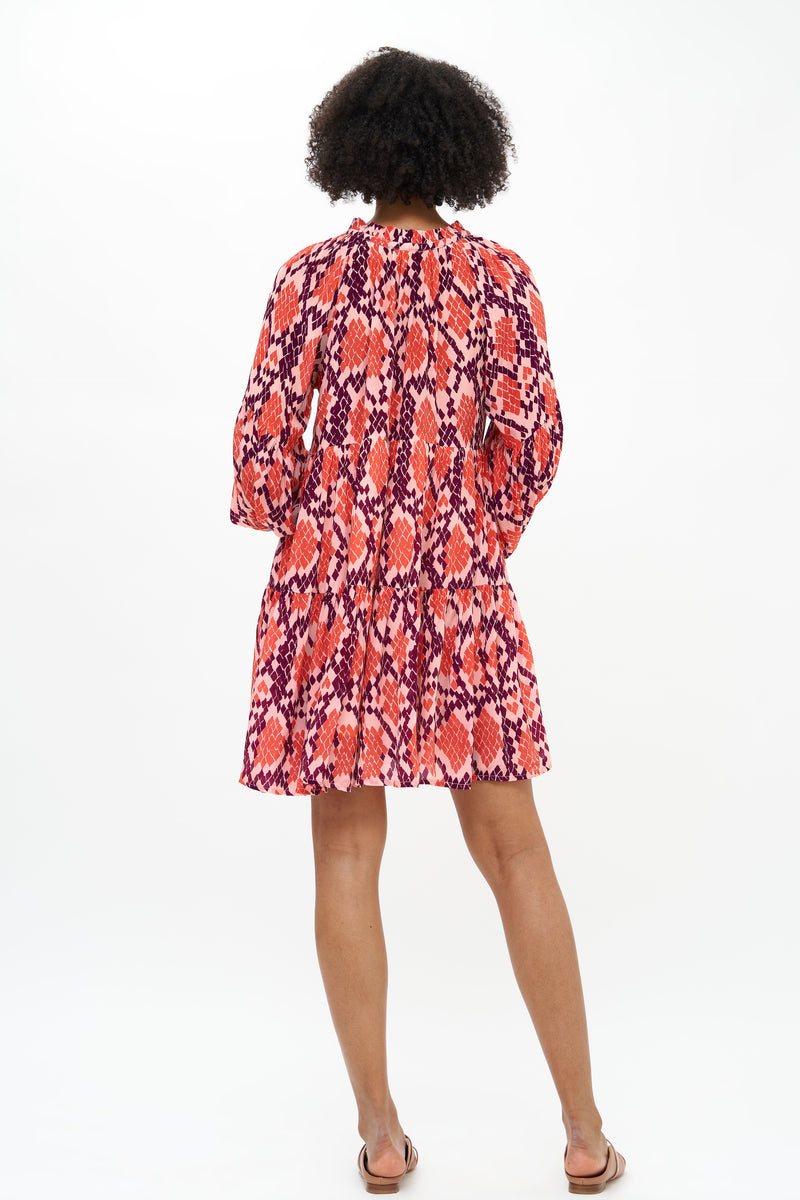 Balloon Sleeve Short- Python Coral