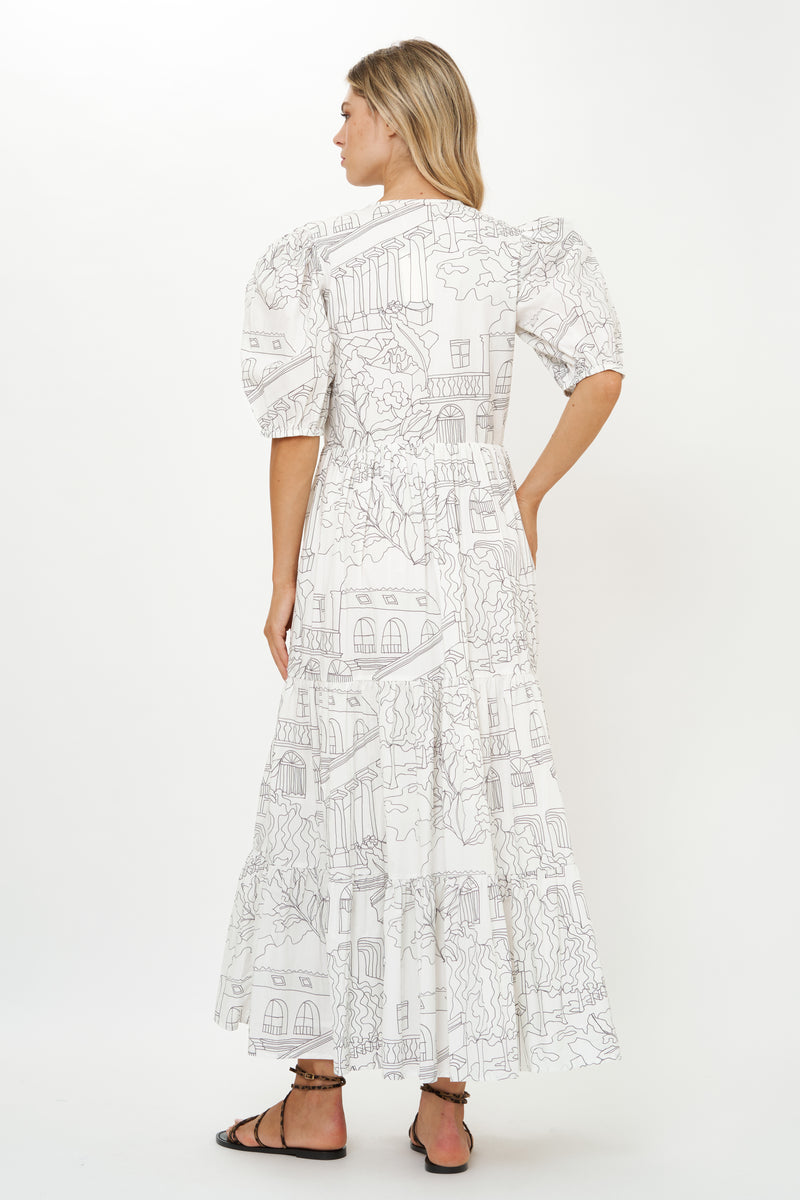 Puff Sleeve Maxi- Roma White