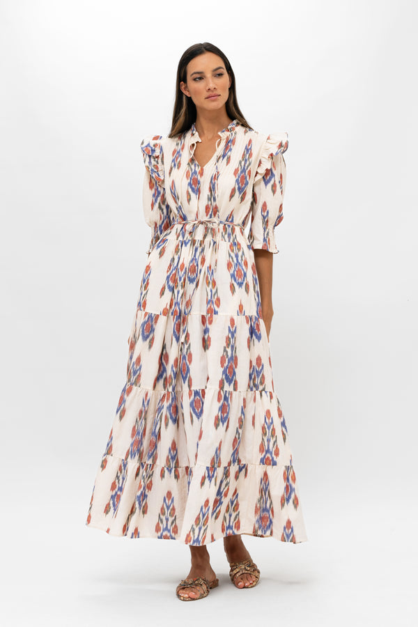 Cinched Pintuck Maxi- Sanford Cream