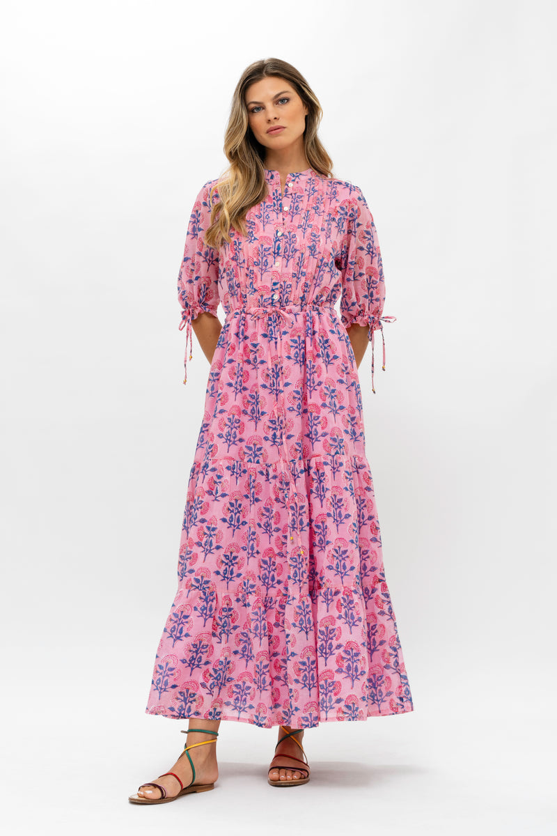 Cinched Pintuck Maxi- Sconset Pink