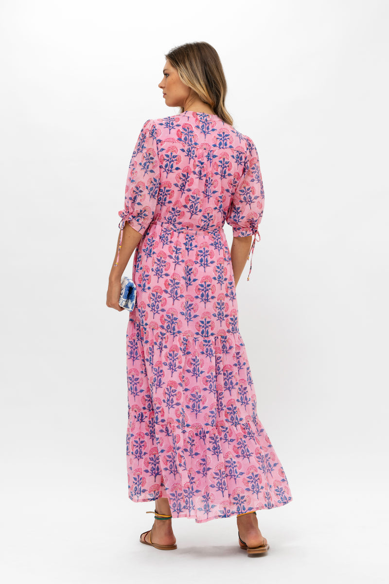 Cinched Pintuck Maxi- Sconset Pink