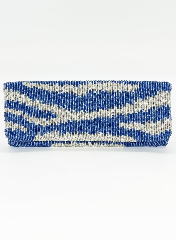 Beaded Clutch- Singita Blue White