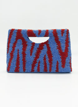 Beaded Handbag- Singita Red Blue