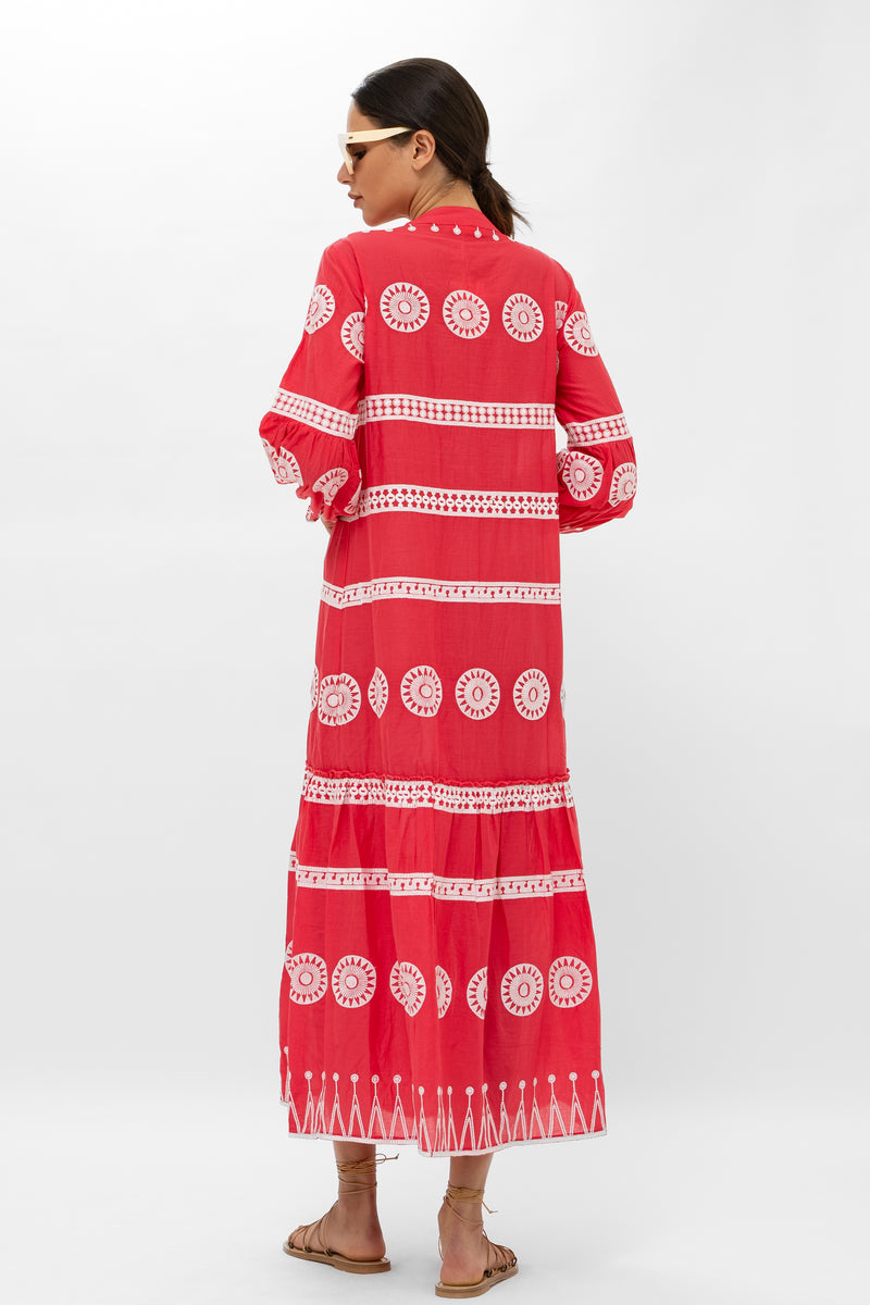 Long Sleeve Cuff Maxi- Soleil Red