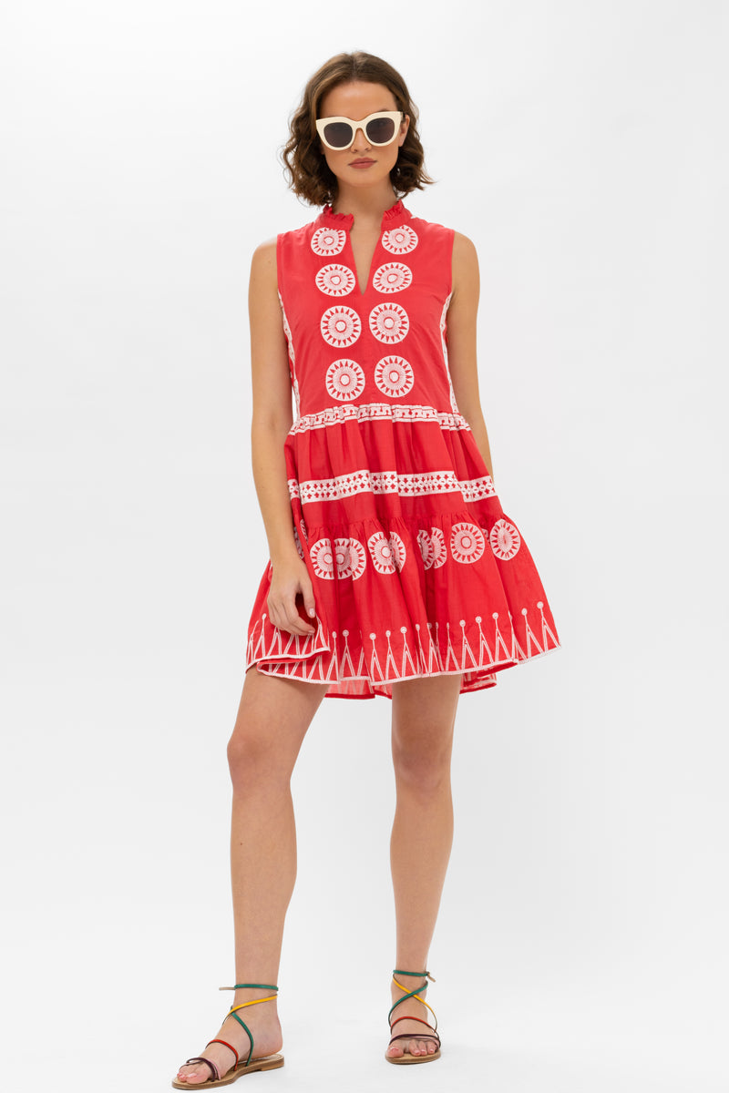 Yoke Dress- Soleil Red