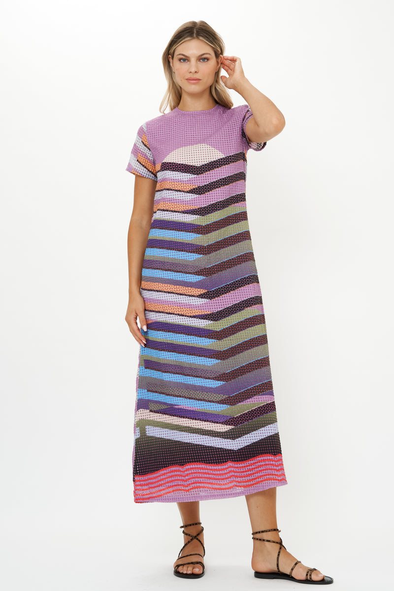 Short Sleeve Shift Maxi- Solstice Lilac