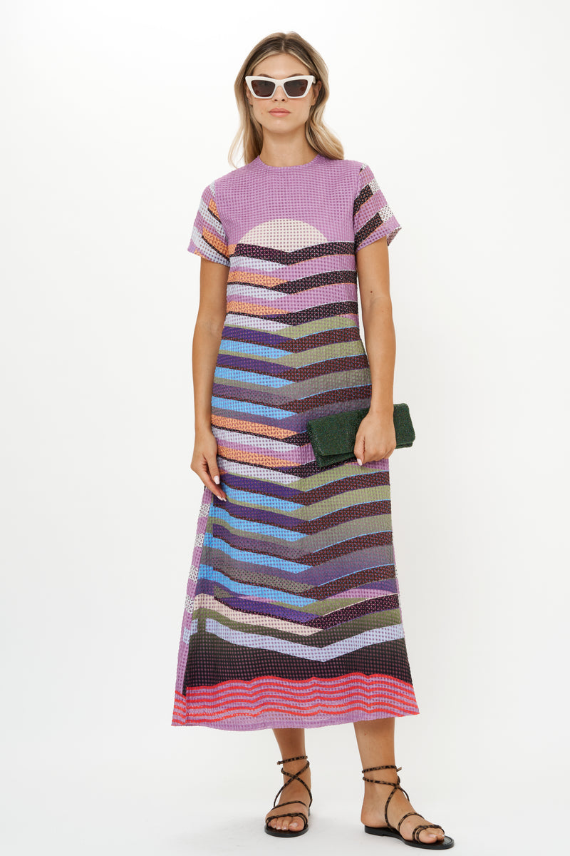 Short Sleeve Shift Maxi- Solstice Lilac