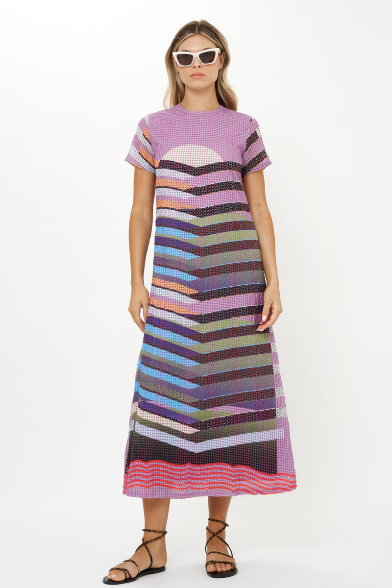 Short Sleeve Shift Maxi- Solstice Lilac