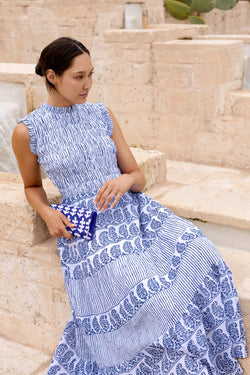 Sleeveless Smocked Maxi- Sorrento Blue