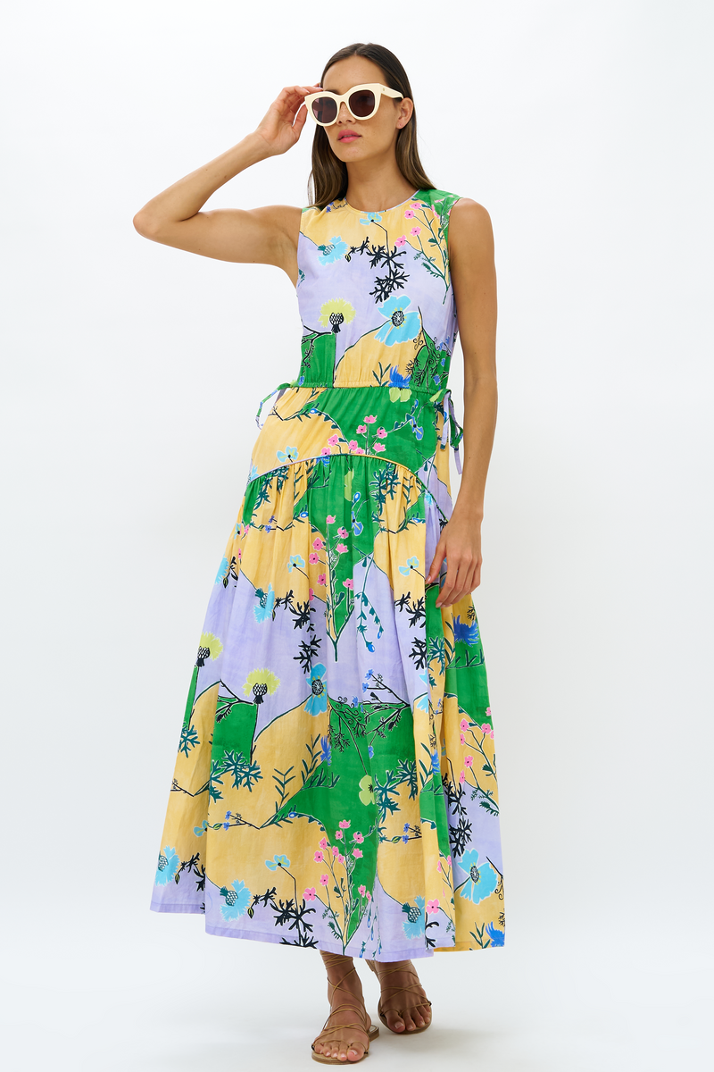 Sleeveless Piped Maxi- Stockholm Green