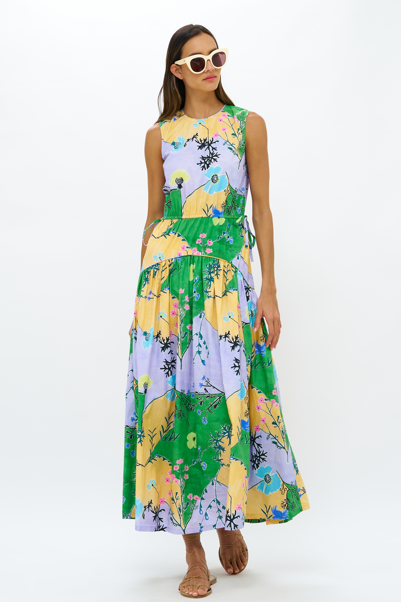 Sleeveless Piped Maxi- Stockholm Green