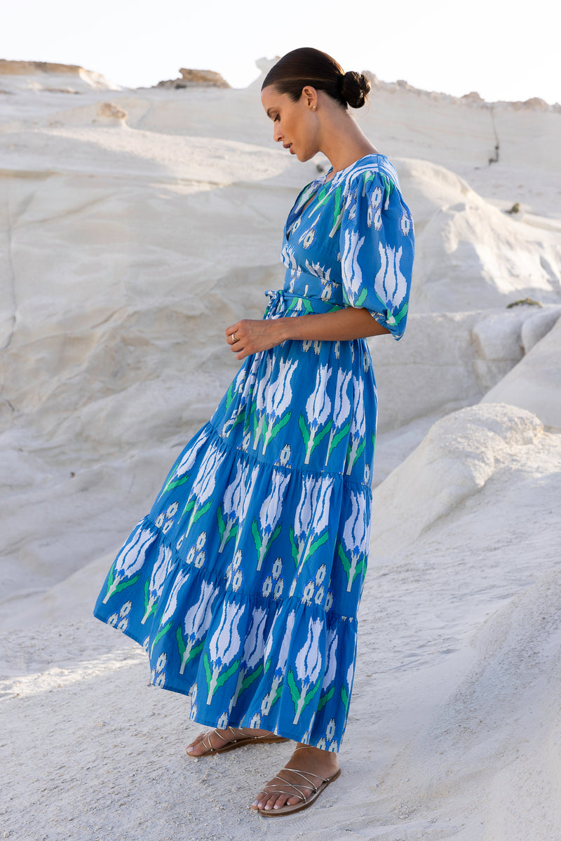 Puff Sleeve Maxi- Sumba Blue