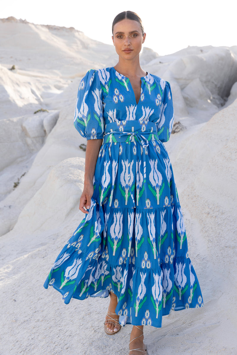 Puff Sleeve Maxi- Sumba Blue