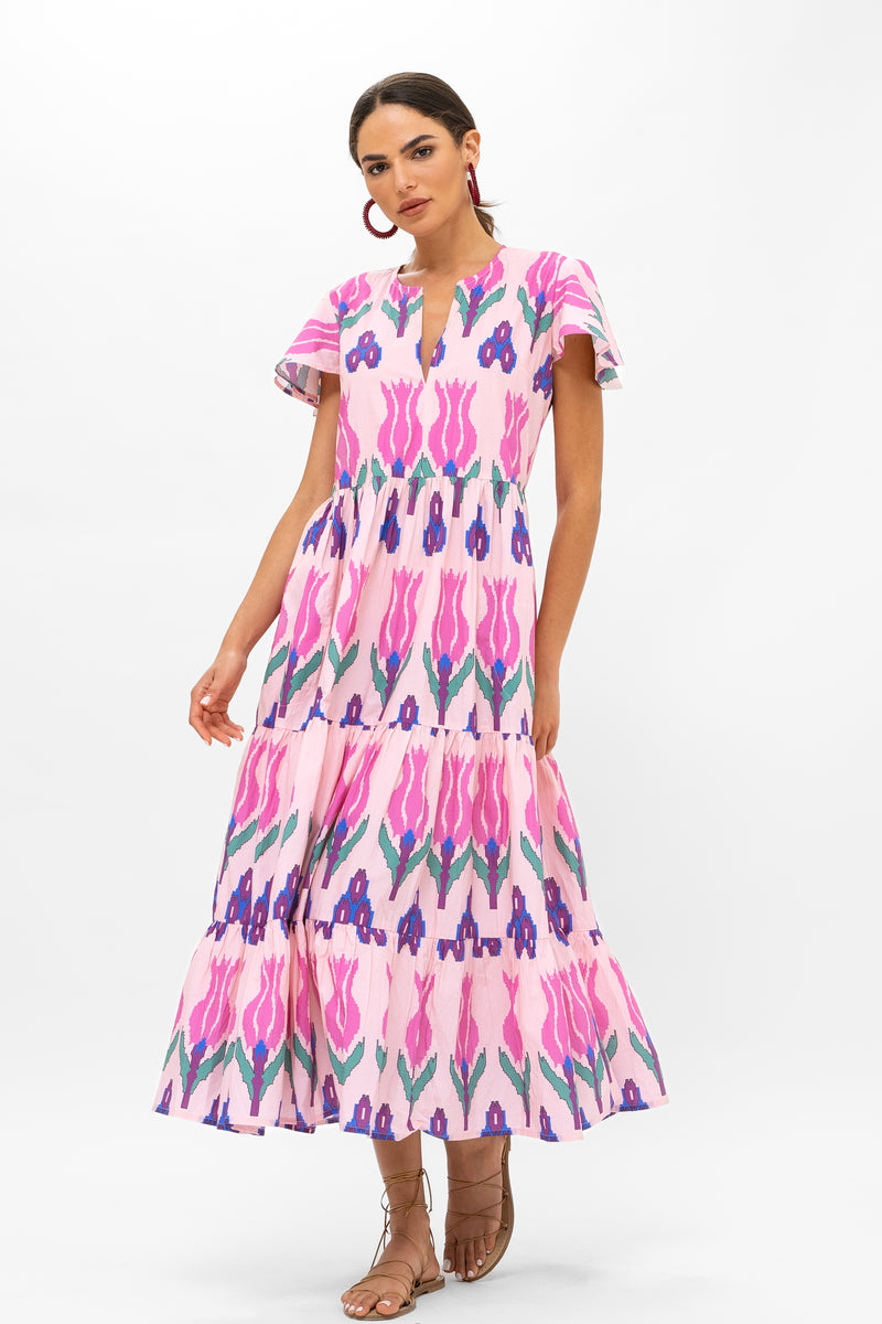 V-Neck Maxi- Sumba Pink