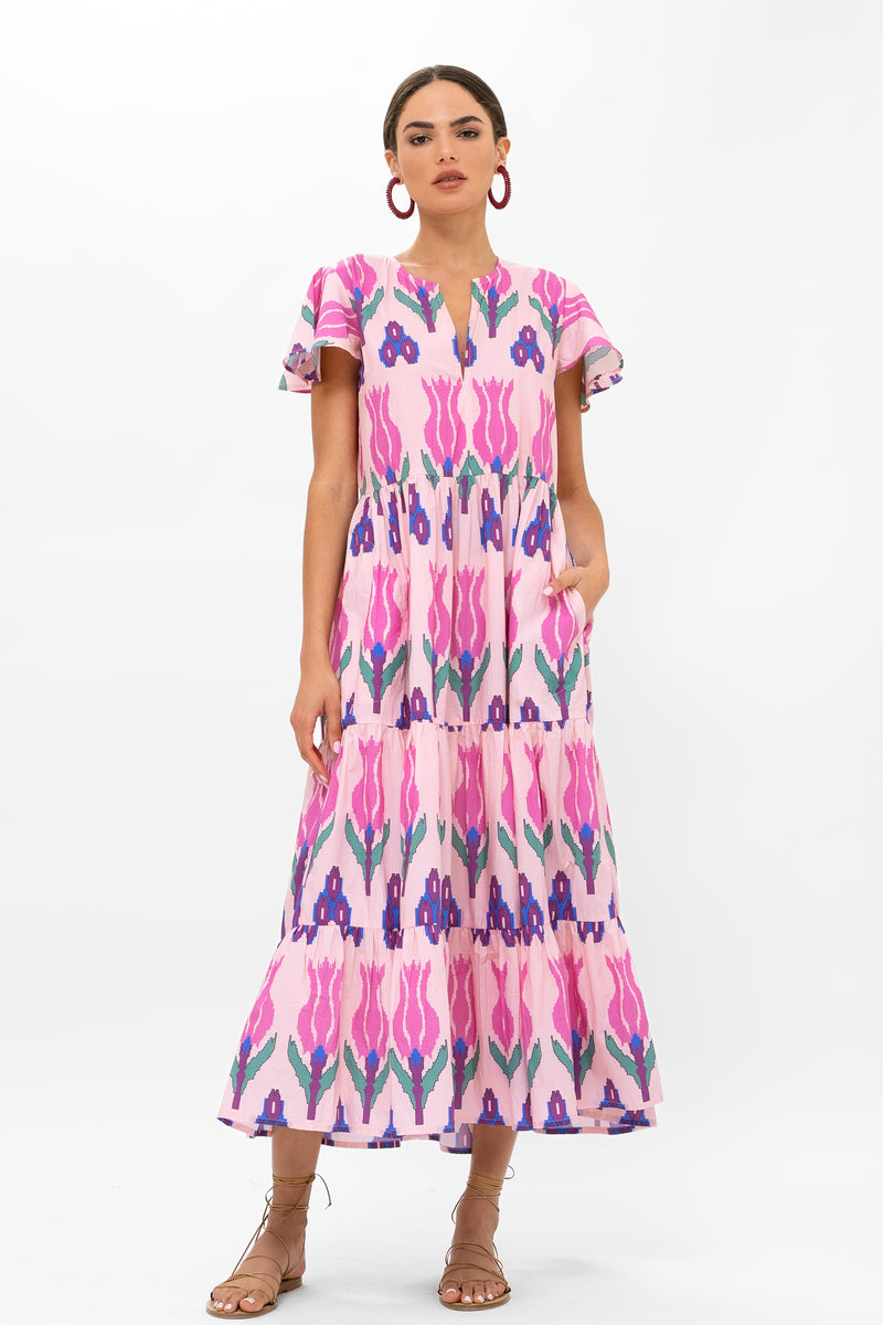 V-Neck Maxi- Sumba Pink