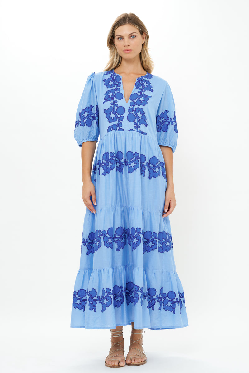 Puff Sleeve Maxi- Tangier Blue