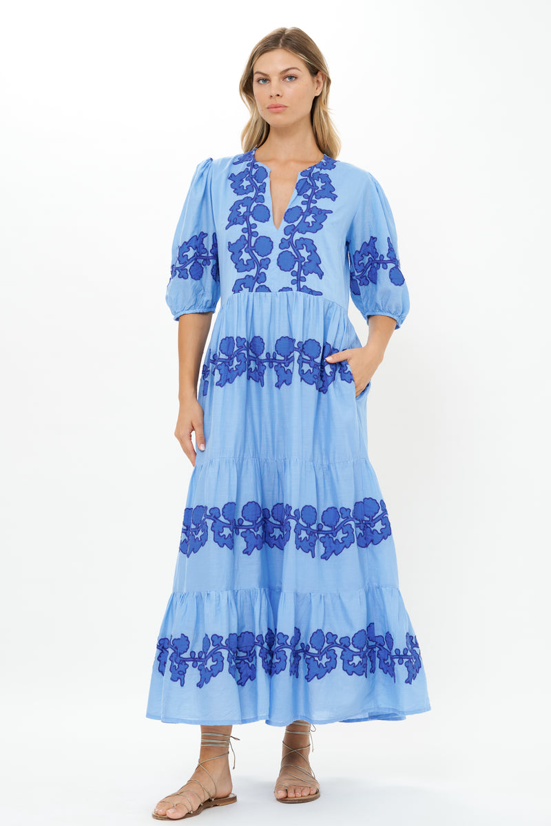 Puff Sleeve Maxi- Tangier Blue