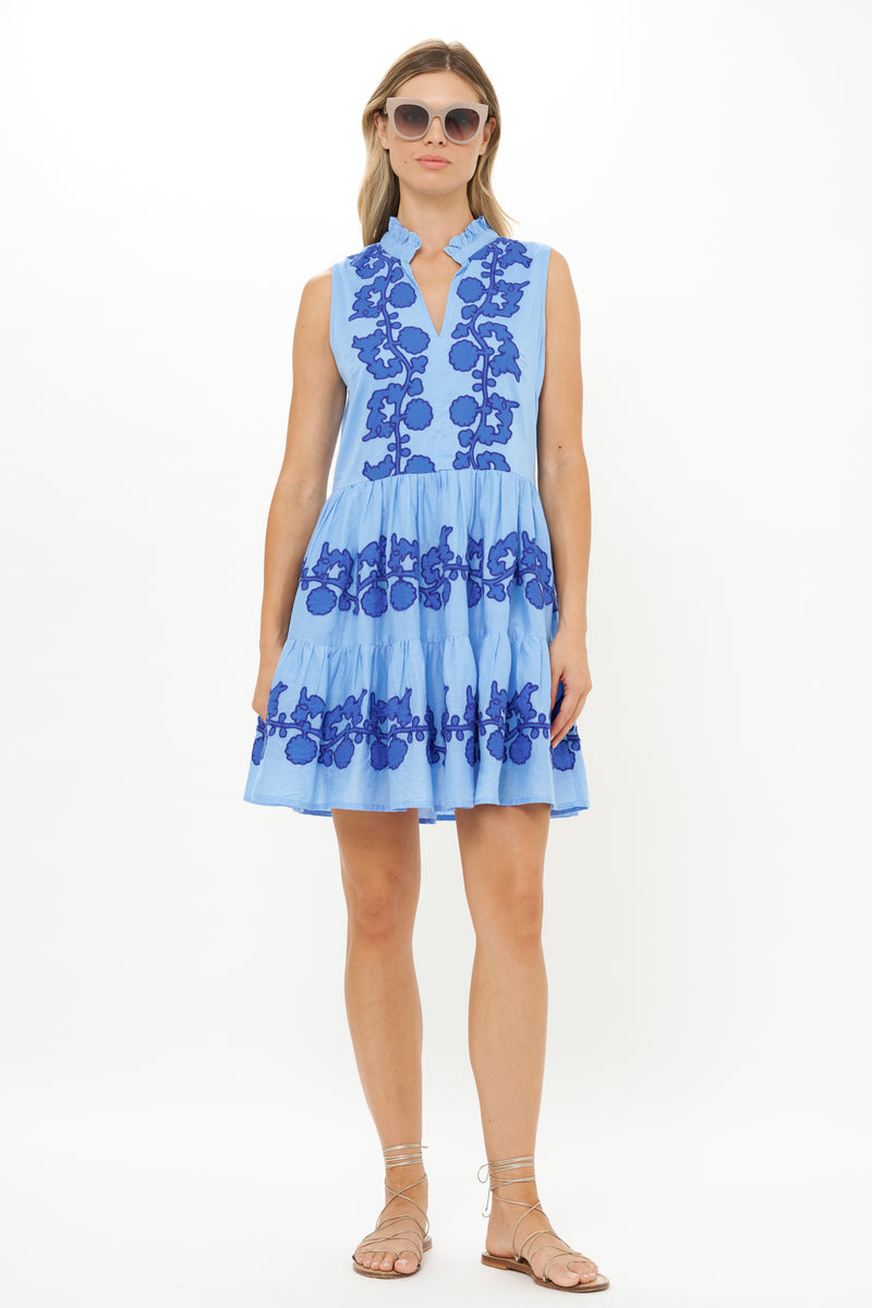 Yoke Dress- Tangier Blue